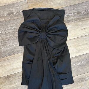 Windsor Taffeta Bow Black Mini Dress